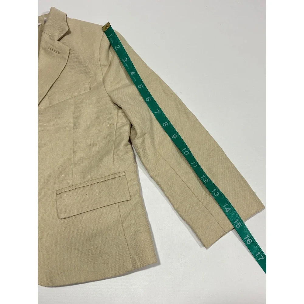 Janie and Jack Blazer Boys 4 Beige Special Occasion Linen Blend Classic Jacket